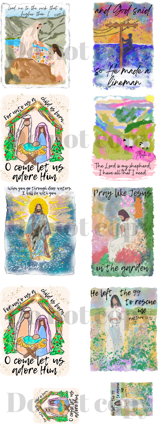 Jesus faith digital paintings ; premade gang sheet