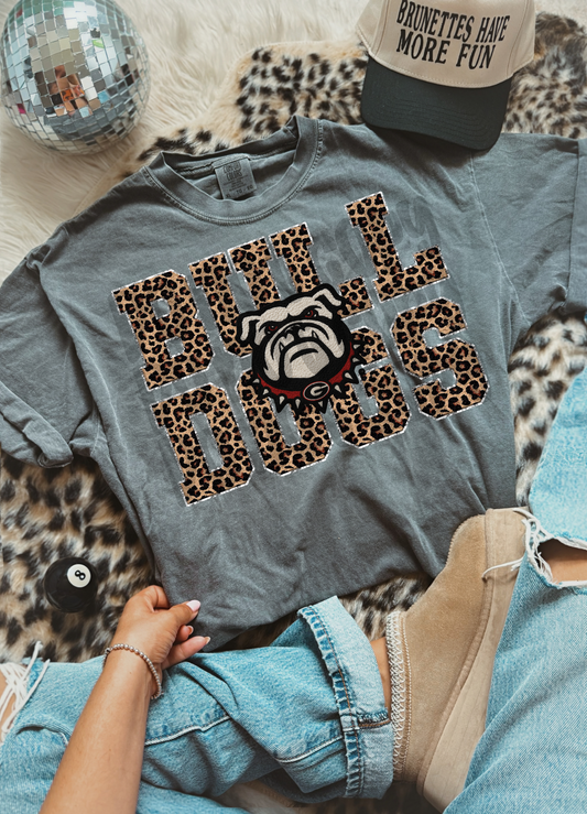 Bulldogs ; leopard faux chenille - DTF TRANSFER (WFD Sept25)