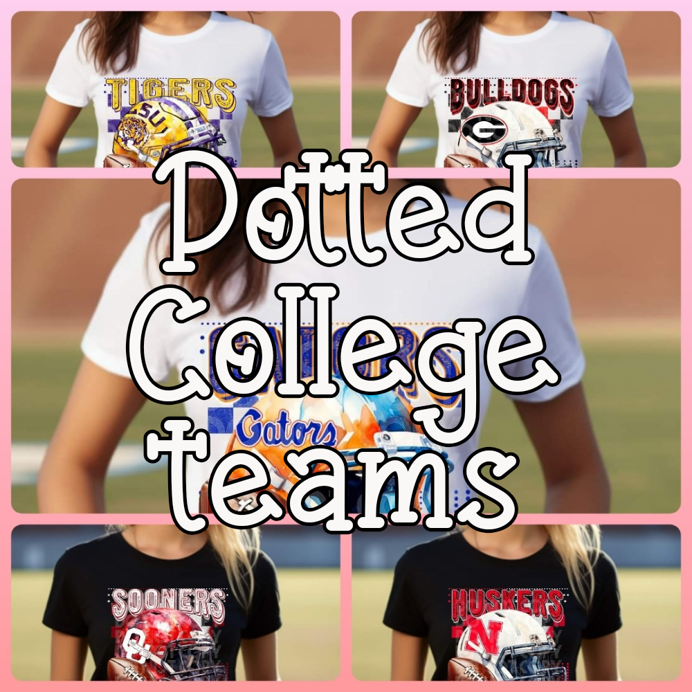 COLLEGE Dotted mascot football helmet teams - DTF TRANSFER ONLY (DDV)