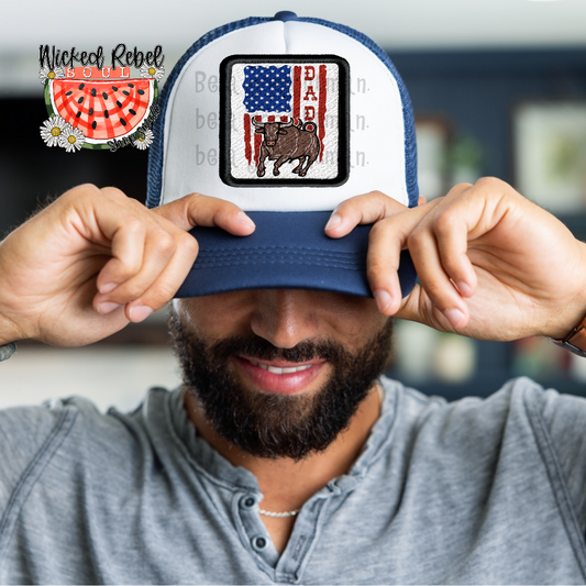 Dad bull American flag - DTF TRANSFER (CCD)