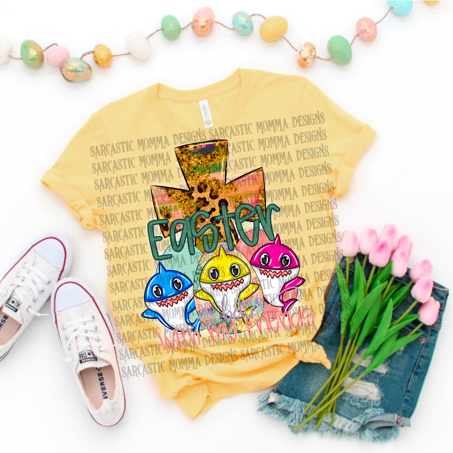 Easter is better with my friends shark-DTF TRANSFER (SMD)