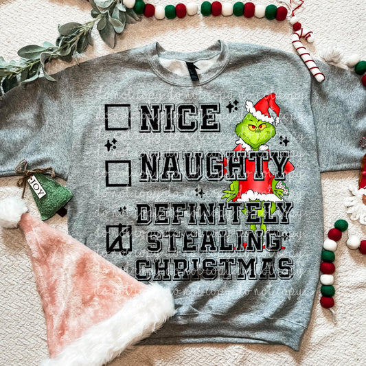 Definitely stealing Christmas- DTF TRANSFER (MMDD N24)