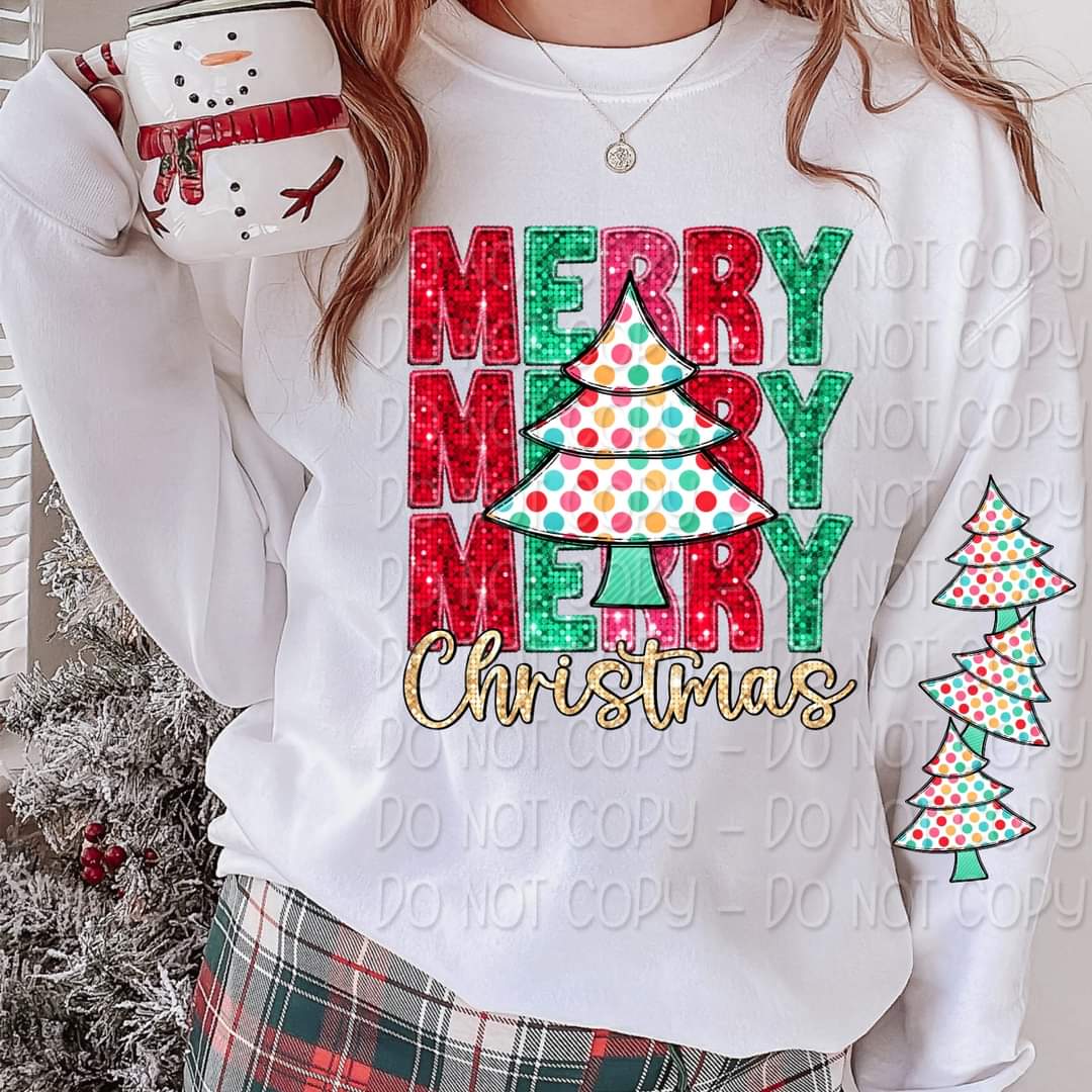 Merry Christmas repeating faux sequins - DTF TRANSFER ONLY (DWS)