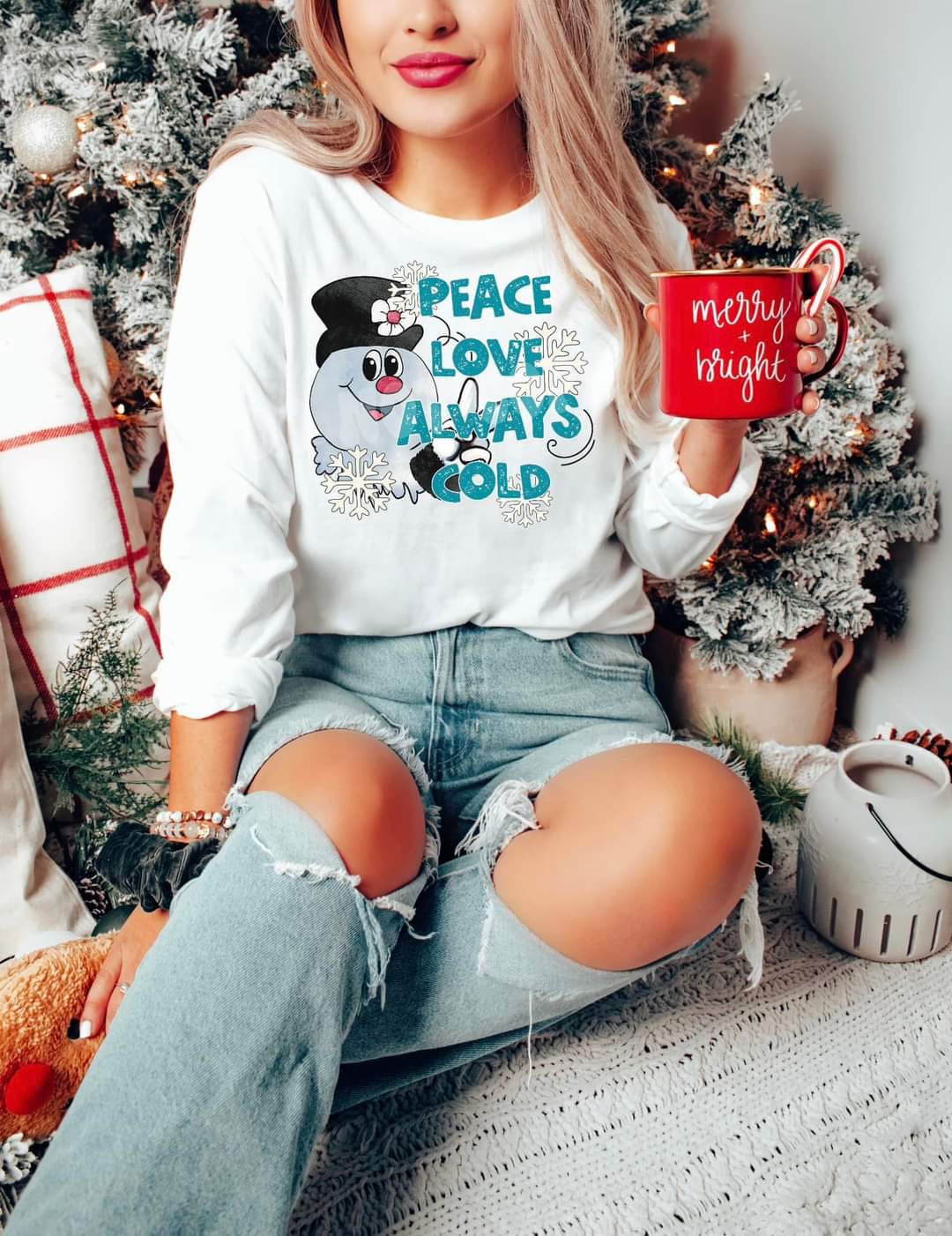 Peace Love Always Cold snowman - DTF TRANSFER ONLY (RTD)