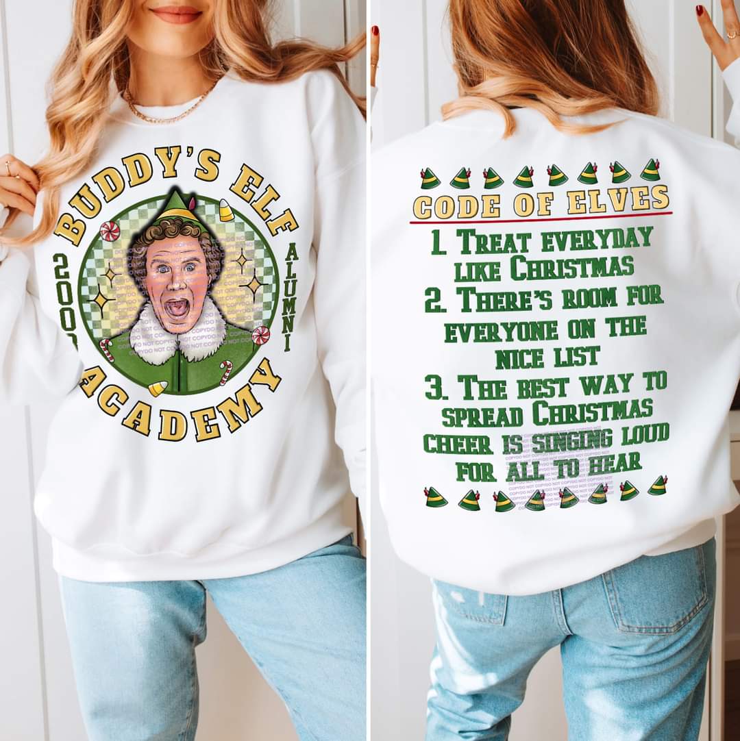 Elf Academy - front & back - DTF TRANSFER (GRAVITEE)