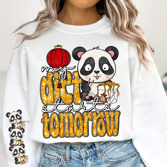 My diet starts tomorrow Panda faux sequin - DTF TRANSFER (KD collab)