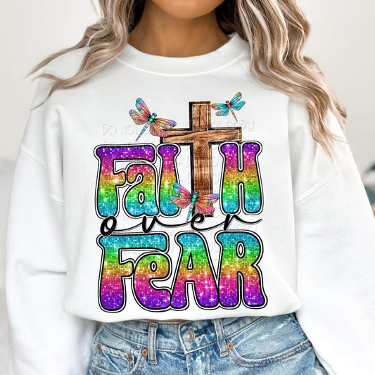 Faith over fear faux sequin - DTF TRANSFER (KD collab)
