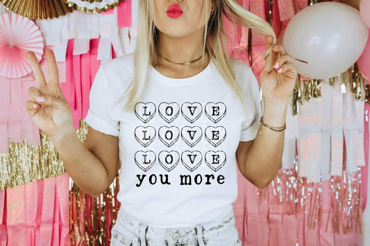 Love you more hearts BLACK - DTF TRANSFER (TED/TDD)