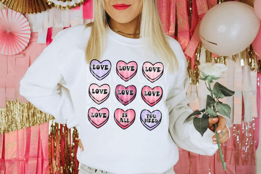 Love multi colored hearts is all you need - DTF TRANSFER (TED/TDD)