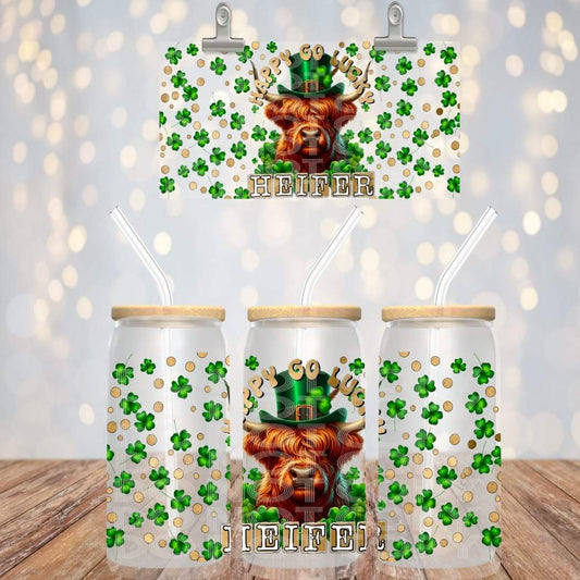 Happy Go Lucky Heifer - UV dtf wrap 16oz libbey : TED