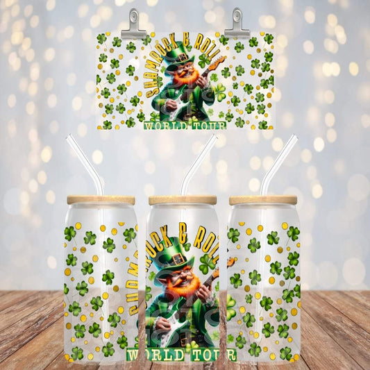 Shamrock & Roll World Tour - UV dtf wrap 16oz libbey : TED