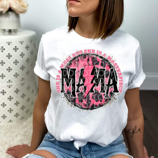 She's a Mess Mama pink - DTF TRANSFER (SSDD)