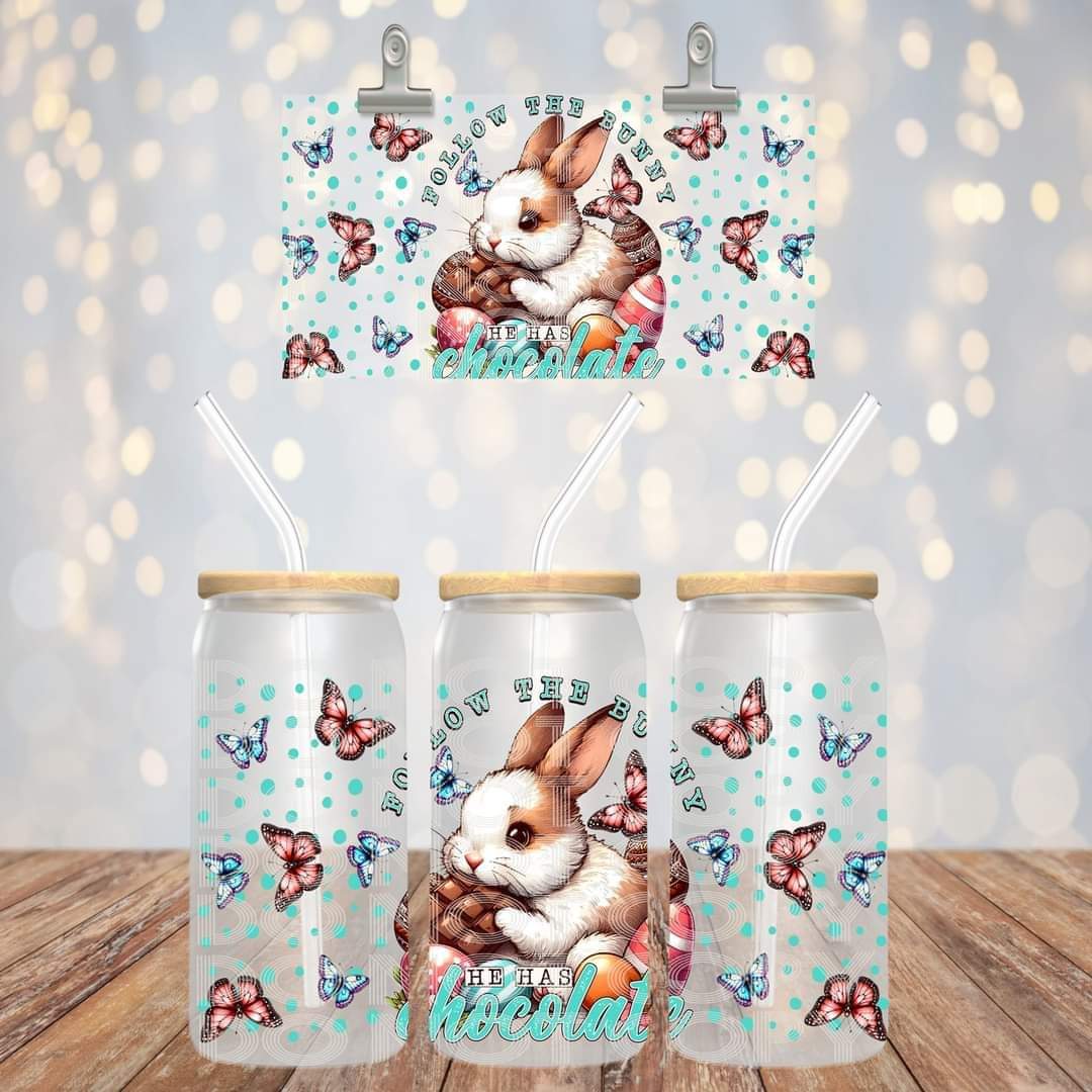 Follow The Bunny - UV dtf wrap 16oz libbey : TED
