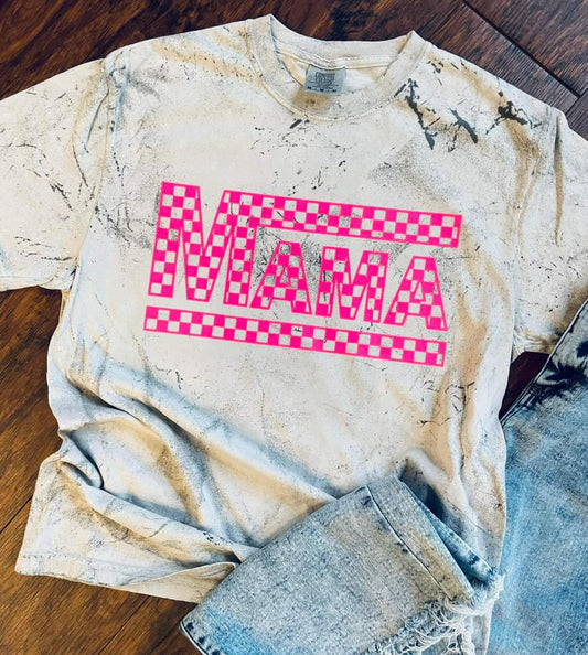 Mama checkered PINK retro - DTF TRANSFER