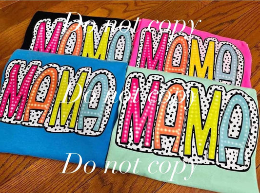 Mama dalmatian dots colorful - DTF TRANSFER