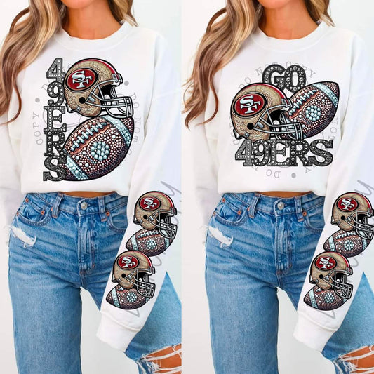 49ers - DTF TRANSFER - Sports Football Faux Rhinestone drop (FDC)