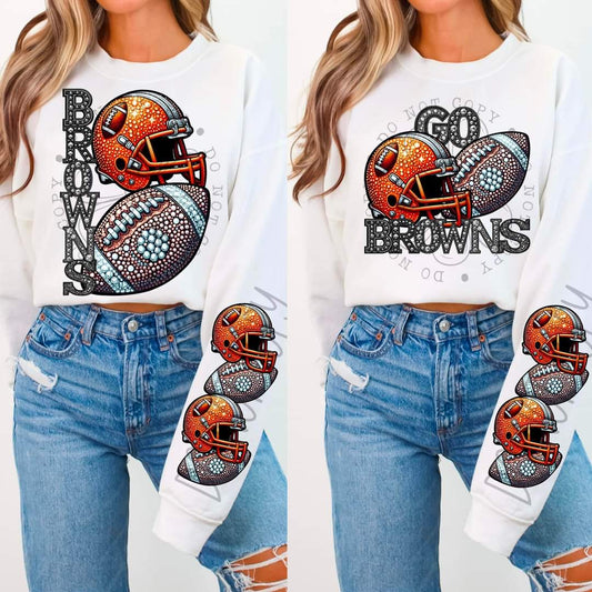Browns - DTF TRANSFER - Sports Football Faux Rhinestone drop (FDC)