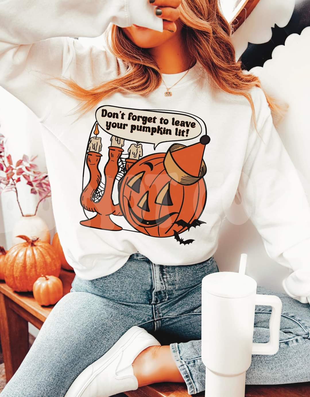 Don't forget to leave your pumpkin lit - DTF TRANSFER (Vintage Halloween Collab)