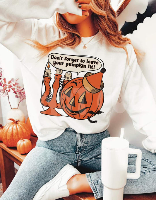 Don't forget to leave your pumpkin lit - DTF TRANSFER (Vintage Halloween Collab)