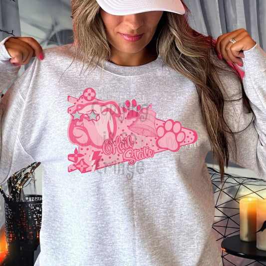 Hail State ; preppy pink PENNANT FLAG mascot drop ; DTF TRANSFER