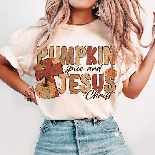 Pumpkin spice & Jesus Christ - DTF TRANSFER (ULF)