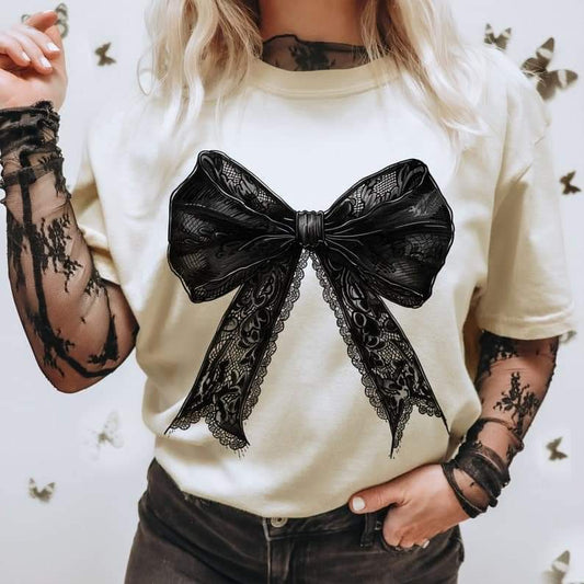 Black lace bow - DTF TRANSFER (ULF)