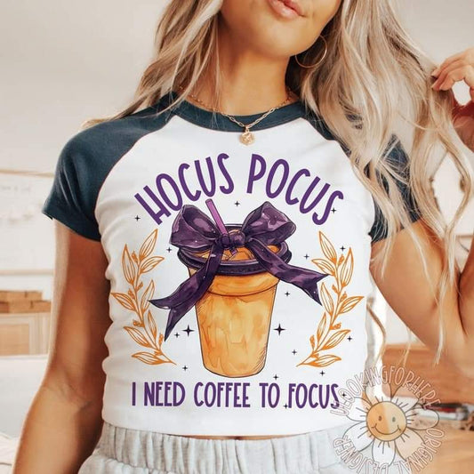 Hocus Pocus I need coffee to focus purple bow - DTF TRANSFER (ULF)