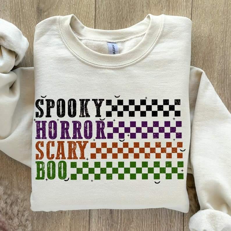 Spooky horror scary boo checkered - DTF TRANSFER (ULF)