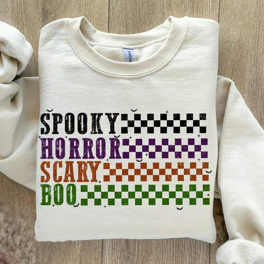 Spooky horror scary boo checkered - DTF TRANSFER (ULF)