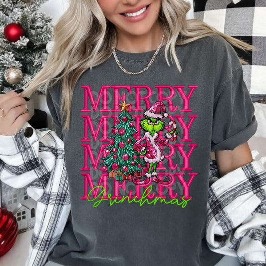 Merry Grinchmas Grouch pink - DTF TRANSFER (PHDC N24)