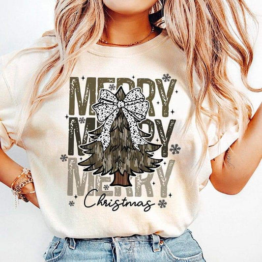 Merry repeating camo Christmas tree - DTF TRANSFER