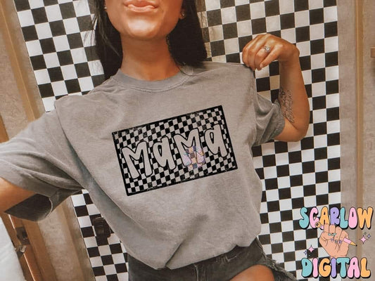 Mama black checkered - DTF TRANSFER (SCRLW N24)