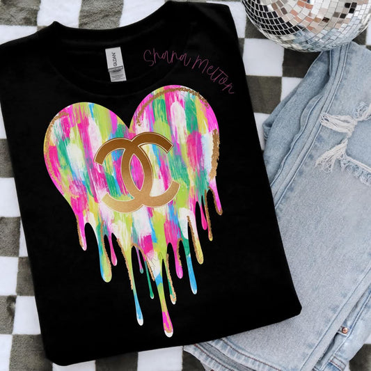 C dripping heart colorful designer - DTF TRANSFER
