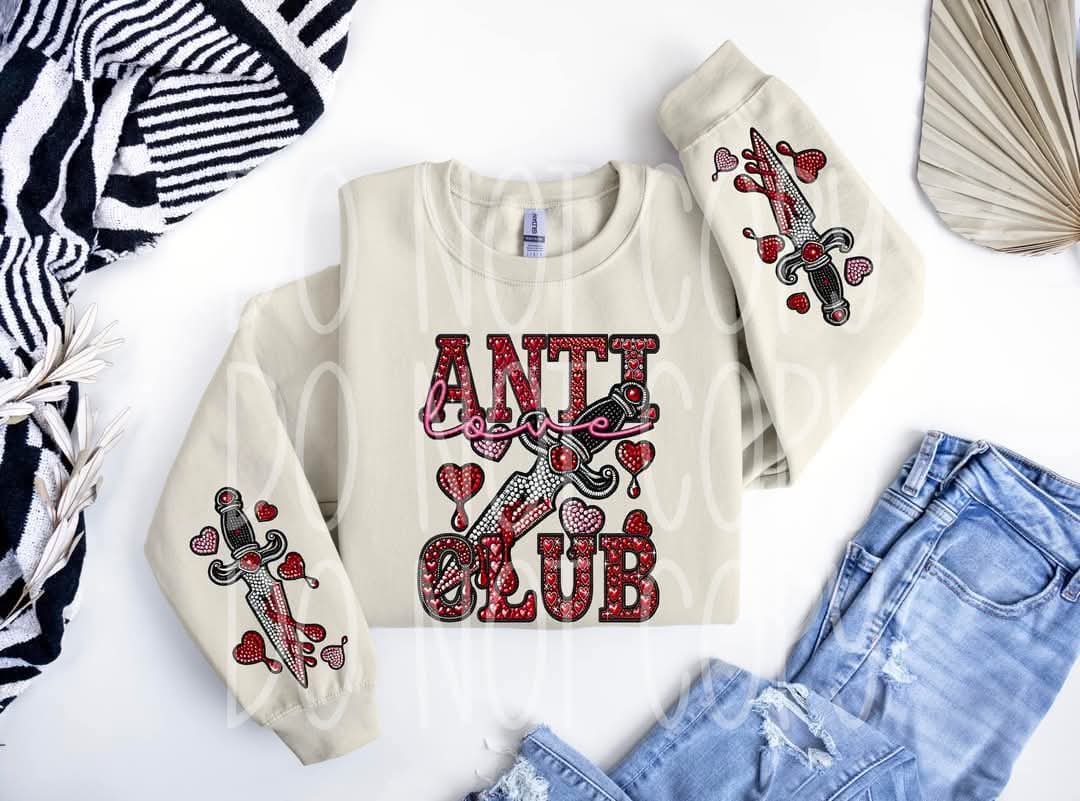 Anti love club faux rhinestone - DTF TRANSFER (PHDC D24)
