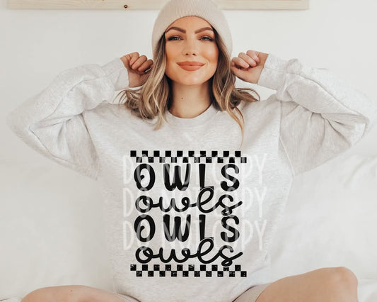Owls (black checkered) - DTF TRANSFER (PHDC J24)
