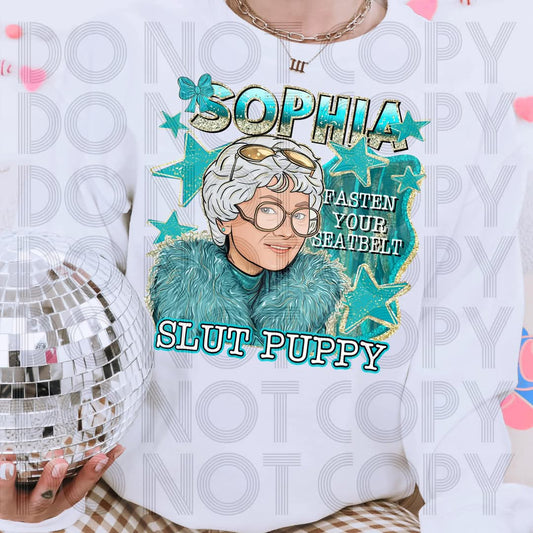 Sophia - DTF TRANSFER (Golden Baddies Babe Collab DDV/RHD/FDC)