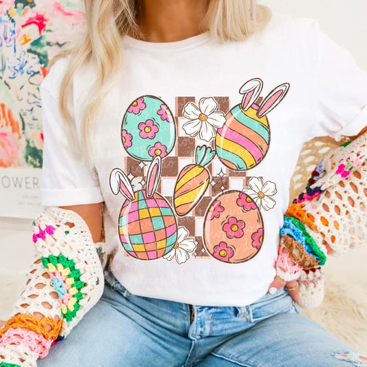 Bunny eggs checkered - DTF TRANSFER (MMDD F25)