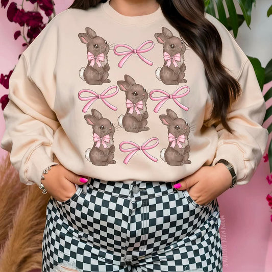 Bunny bow coquette grid - DTF TRANSFER (MMDD F25)