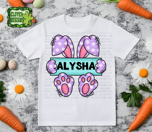 Purple Bunny with name ENTER NAME AT CHECKOUT OR IT WILL COME BLANK - DTF TRANSFER (T EASTER COLLAB BUNDLE)