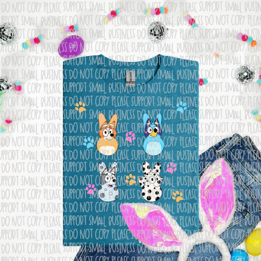 Dogs bunny grid - DTF TRANSFER (T EASTER COLLAB BUNDLE)