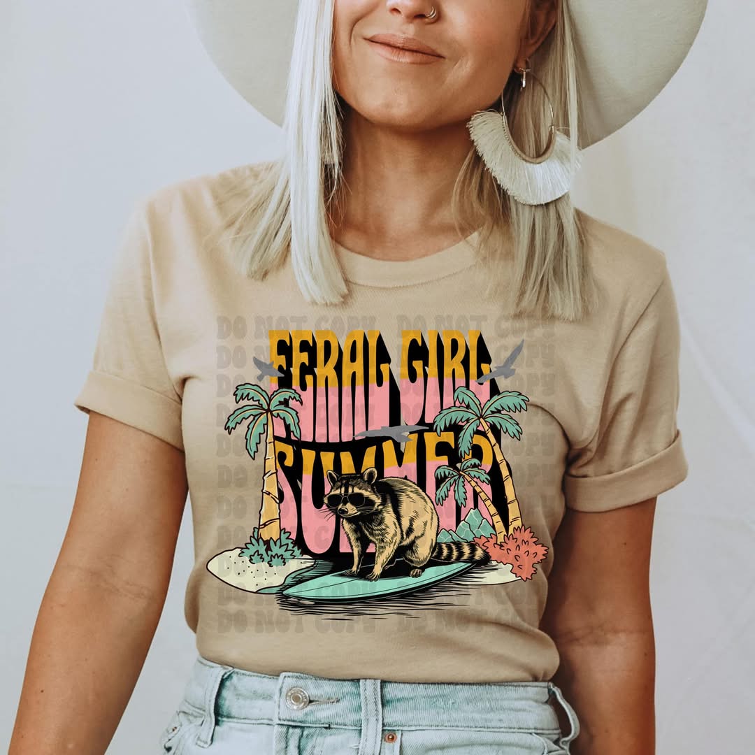 Feral girl summer raccoon 🦝- DTF TRANSFER (SSDa)