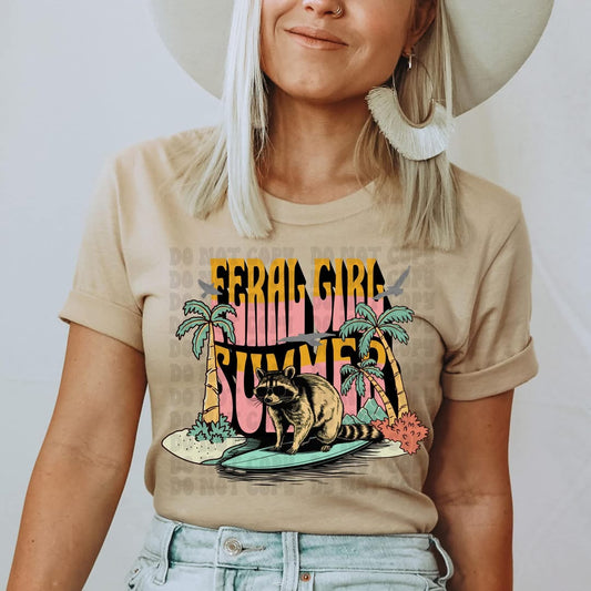 Feral girl summer raccoon 🦝- DTF TRANSFER (SSDa)