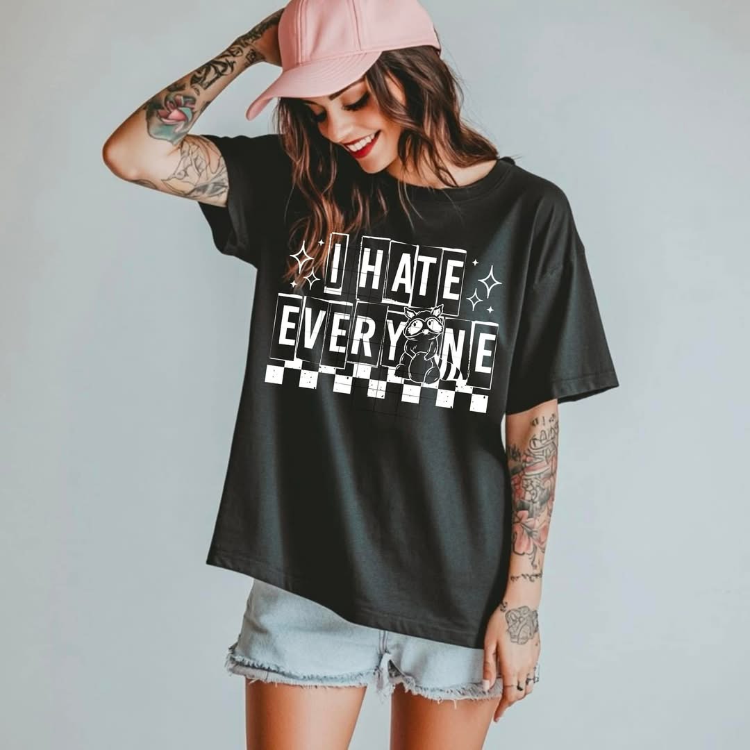 I hate everyone raccoon white - DTF TRANSFER