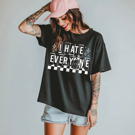 I hate everyone raccoon white - DTF TRANSFER