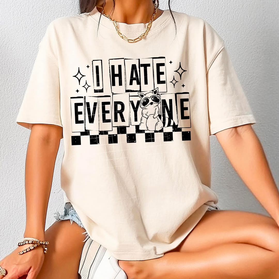 I hate everyone raccoon black - DTF TRANSFER