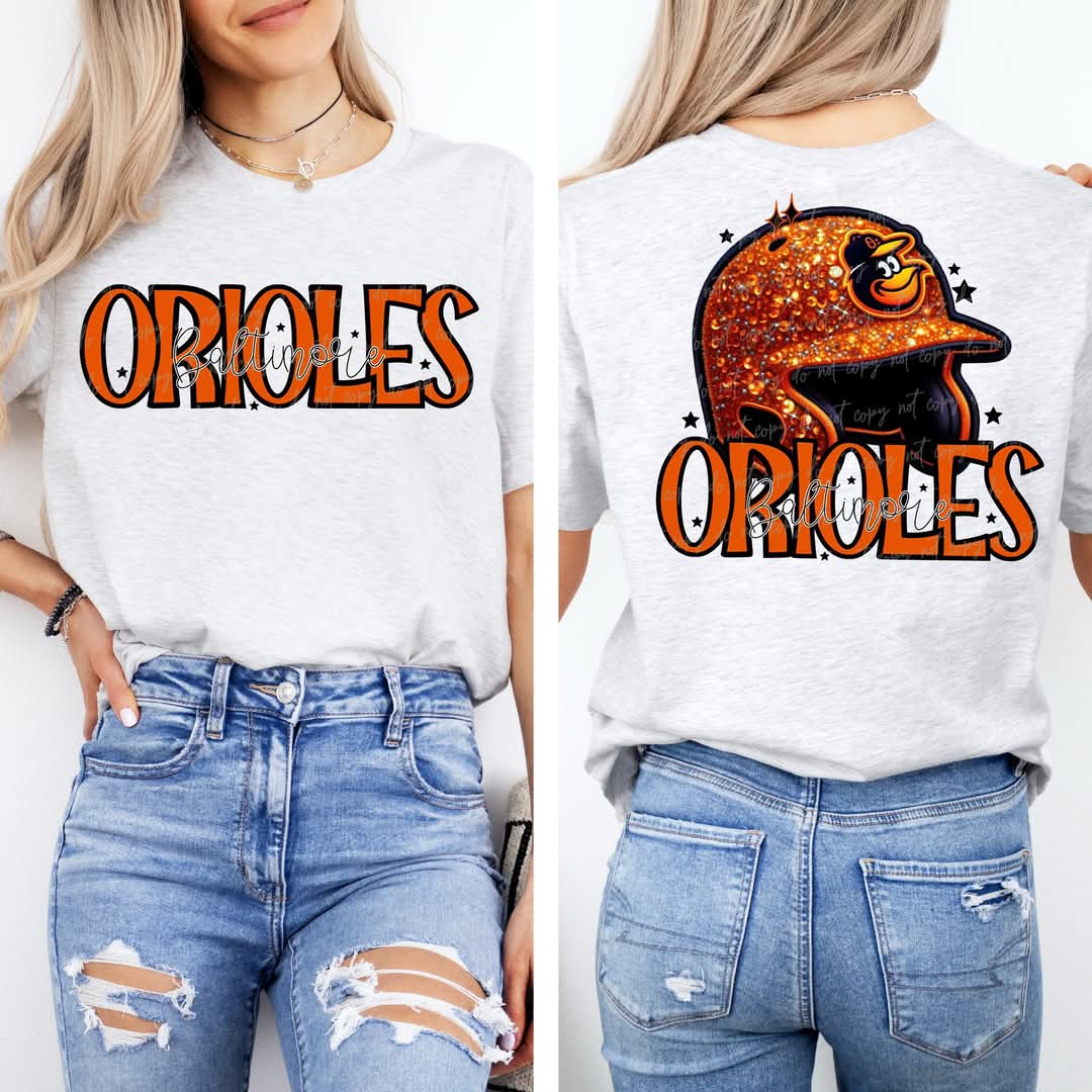 Orioles baseball Faux Sequin - DTF TRANSFER (VDS MR25)