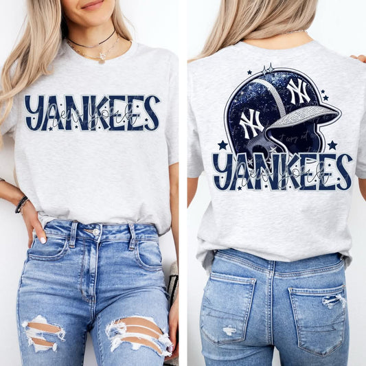 Yankee baseball Faux Sequin - DTF TRANSFER (VDS MR25)