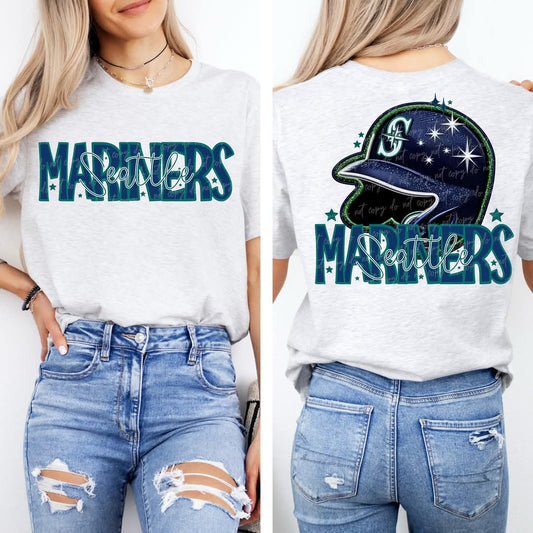 Mariners baseball Faux Sequin - DTF TRANSFER (VDS MR25)