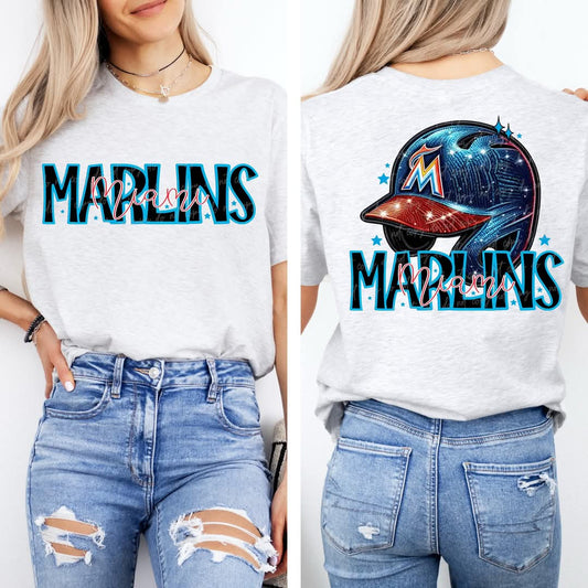 Marlins baseball Faux Sequin - DTF TRANSFER (VDS MR25)