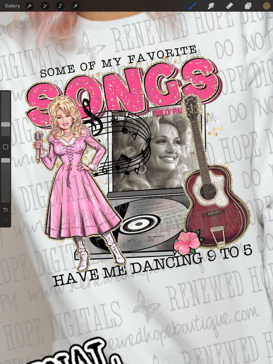 Dolly favorite songs - DTF TRANSFER (RHD MR25)